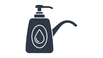 Obraz premium Simple Icon of a Soap Dispenser with a Water Droplet Symbol on a Black Background Represents Hygiene and Cleanliness for Sanitizing Hands and Surfaces