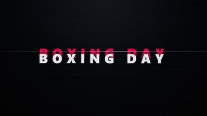 Boxing Day text animation on a dark background perfect for holiday promotions and sales events.