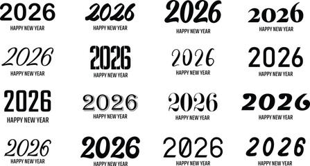 Fototapeta premium Multiple variations of the year 2026 in black and white