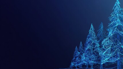 A captivating artistic representation of a collection of evergreen trees rendered in a modern, digital style. ..Created with Generative AI, not depicting real subjects.