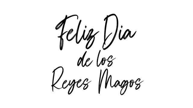Feliz dia de los reyes magos text animation in spanish. Ideal for social media, greeting cards, blogs, promotions, and cultural celebrations.