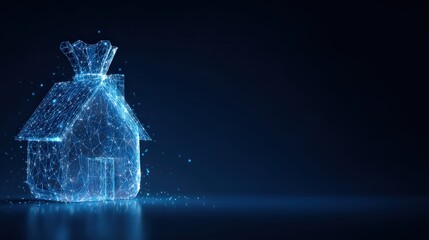 A digital representation of a house with a moneybag, symbolizing the concept of investment. Capturing the idea of financial growth. ..Created with Generative AI, not depicting real subjects.