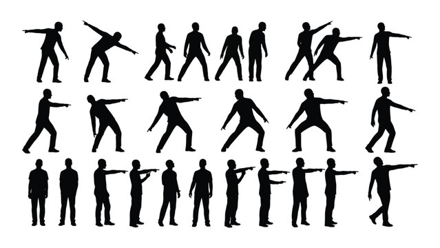 a collection of human figures depicted in various dynamic poses presented as a black silhouette