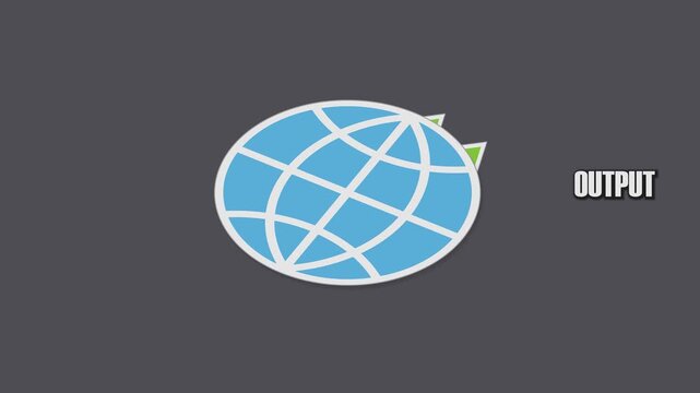 Flat design of input to online web and get output concept with arrows movement.