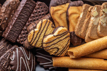 Christmas sweet and cookies. Top view.