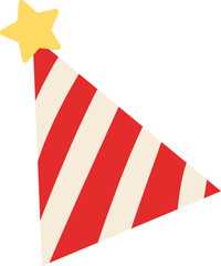 Red and white striped with star party hat for celebration