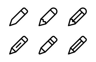 Precision Pencil Icon Set – Detailed Writing Tool Symbol Collection for Creative, Office, and Educational Design