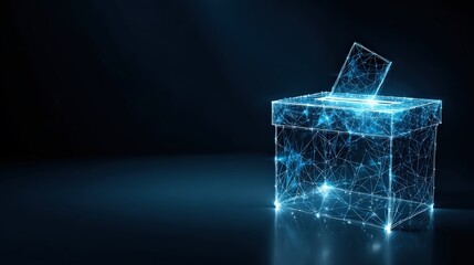An ethereal digital ballot box casts a radiant glow, symbolizing the core concept of democracy. ..Created with Generative AI, not depicting real subjects.