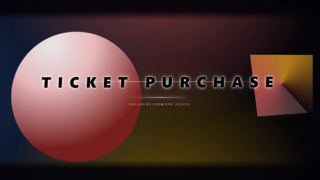 Abstract 3D Shapes and Text Ticket Purchase on a Gradient Background.