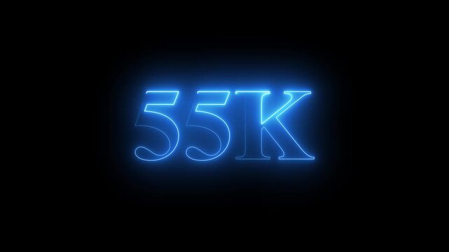 55k.Congratulations. subscribers. neon number. Alpha channel animation in Easy to put into any video. 55k Follower neon Text And Firework Animation Subscribers.