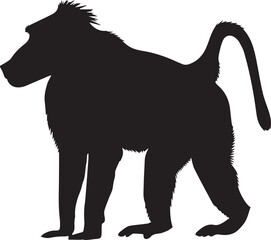 baboon side view silhouette vector flat illustration design