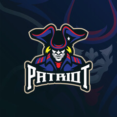 Patriot mascot logo design vector. Patriot illustration for sport team.
