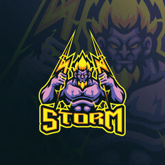 Storm mascot logo design vector. Storm man illustration for sport and esport team.