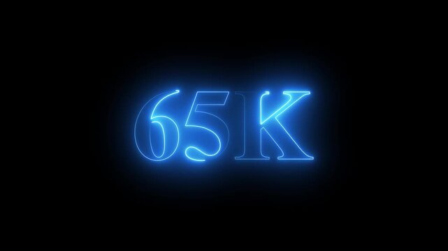 65k.Congratulations. subscribers. neon number. Alpha channel animation in Easy to put into any video. 65k Follower neon Text And Firework Animation Subscribers.