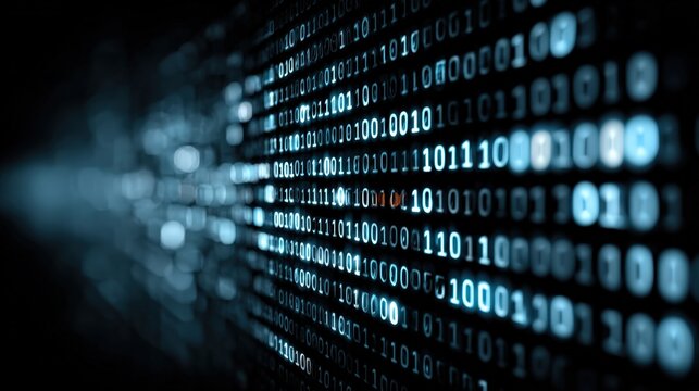 A futuristic digital binary code data stream, representing technology and innovation. ..Created with Generative AI, not depicting real subjects. - Powered by Adobe