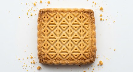 Elegant shortbread cookie with intricate design evokes a sense of classic baking tradition