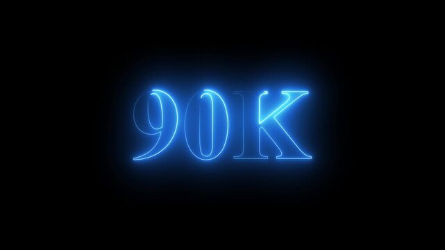 90k.Congratulations. subscribers. neon number. Alpha channel animation in Easy to put into any video. 90k Follower neon Text And Firework Animation Subscribers.