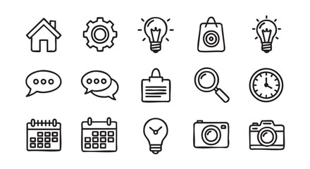 Fototapeta premium Set of hand drawn business and personal organizer icons vector illustration