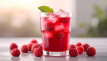 raspberry cocktail with mint