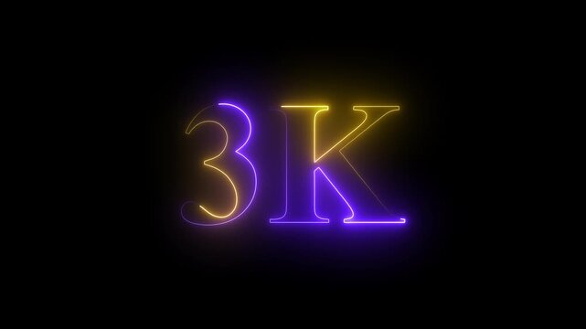 3k.Congratulations. subscribers. neon number. Alpha channel animation in Easy to put into any video. 3k Follower neon Text And Firework Animation Subscribers.