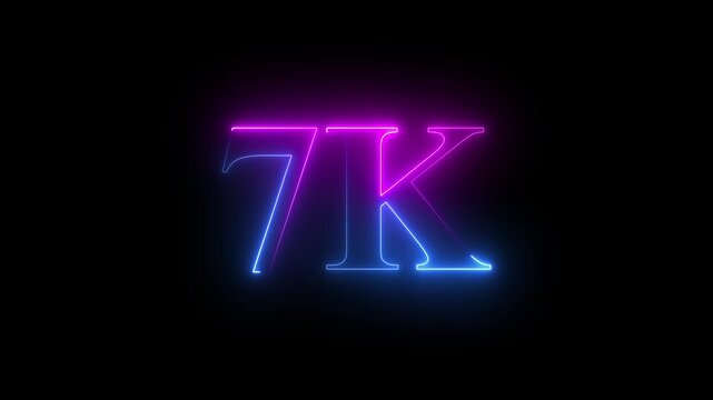 7k.Congratulations. subscribers. neon number. Alpha channel animation in Easy to put into any video. neon 7k Follower neon Text And Firework Animation Subscribers.