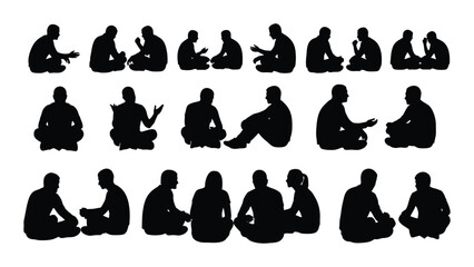 a collection of diverse human poses depicted in stark black shapes presenting a striking visual arrangement a silhouette © MehediHasan