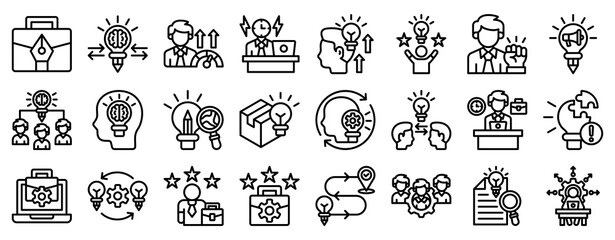 Smart Work Icon Set Collection Outline Style. Vector illustration.