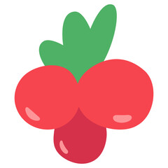 Cute Christmas Holly Berries Flat Illustration