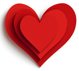 Stunning layered red paper heart design creates an elegant symbol of deep affection and romance