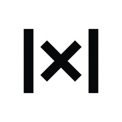 Fototapeta premium Black x symbol within vertical lines on white background