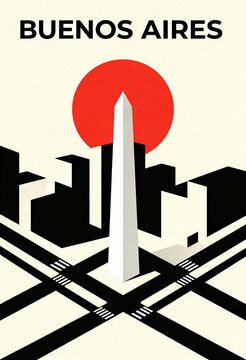 Minimalist Buenos Aires Obelisk Travel Poster Graphic
