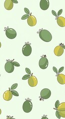 Obraz premium Feijoa Fruit Seamless Pattern, Tropical Harvest and Freshness Concept, Generative AI