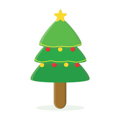 Christmas tree. christmas tree with gift box vector cartoon illustration