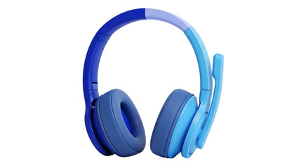 Neon blue wireless headphones  isolated on transparent background
