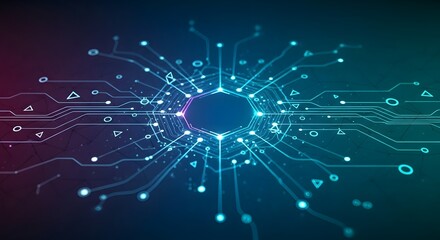 Abstract computer chip technology artwork with data circuits and connections