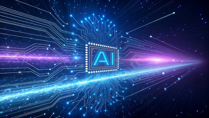 Artificial intelligence chip microprocessor circuit board digital technology concept