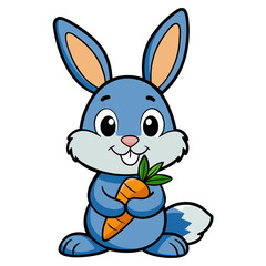 Obraz premium Little Bunny Eating Carrot – Adorable Cartoon Style
