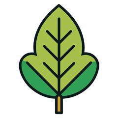 Simple Two-Color Tree or Leaf Icon &ndash; Minimal Line Design, Transparent Background