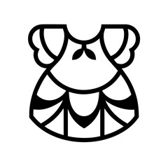 An elegant monoline icon of a girl&rsquo;s dress with gentle curves, expressing femininity, lightness, and celebration.