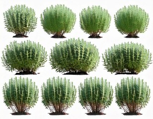 Set of Mexican bush sage (Salvia leucantha) frontal isolated png on a transparent 