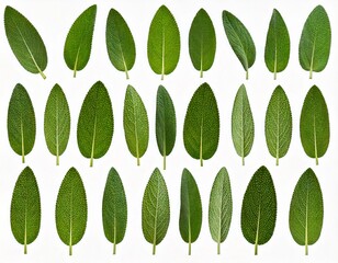 Set of Mexican bush sage (Salvia leucantha) frontal isolated png on a transparent bac 