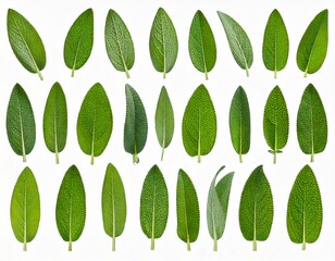 Set of Mexican bush sage (Salvia leucantha) frontal isolated png on a transparent bac 