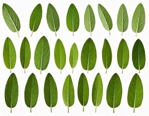 Set of Mexican bush sage (Salvia leucantha) frontal isolated png on a transparent bac 