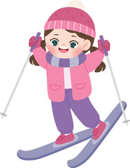 girl skiing in the mountains