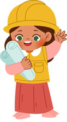 cute girl wear engineer costume 