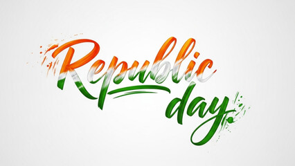 Republic Day: A vibrant, artistic depiction of the Republic Day, where the celebratory typography is beautifully interwoven with the colors of the national flag.