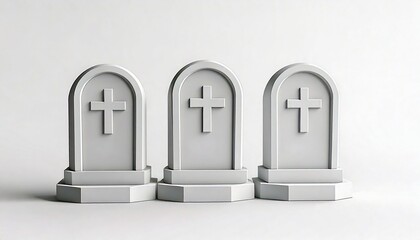 Fototapeta premium white3d icon of halloween graveyard white background 