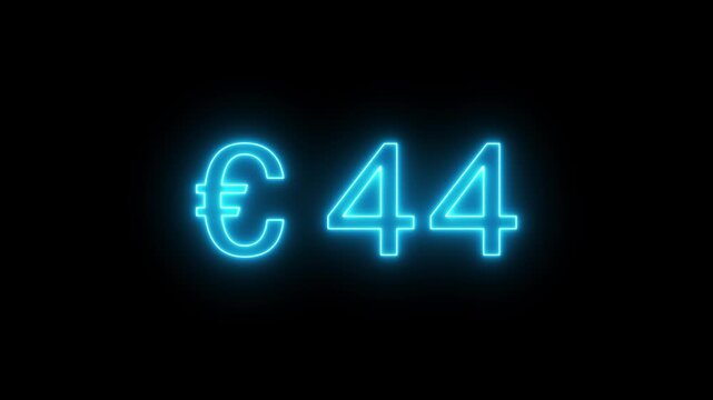 88 Euro business counting animation. Counting money animation. Neon number counter animation.