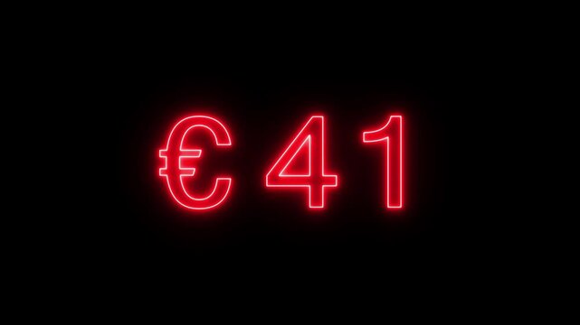 82 Euro business counting animation. Counting money animation. Neon number counter animation.