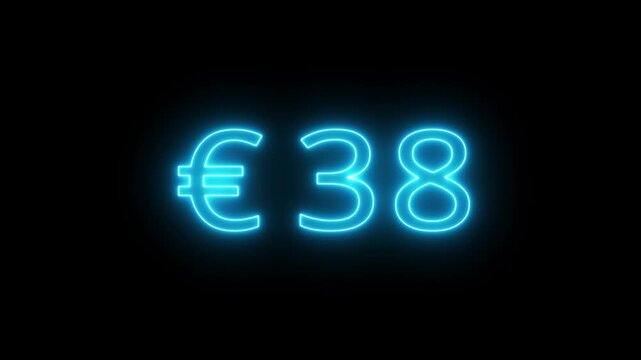 77 Euro business counting animation. Counting money animation. Neon number counter animation.